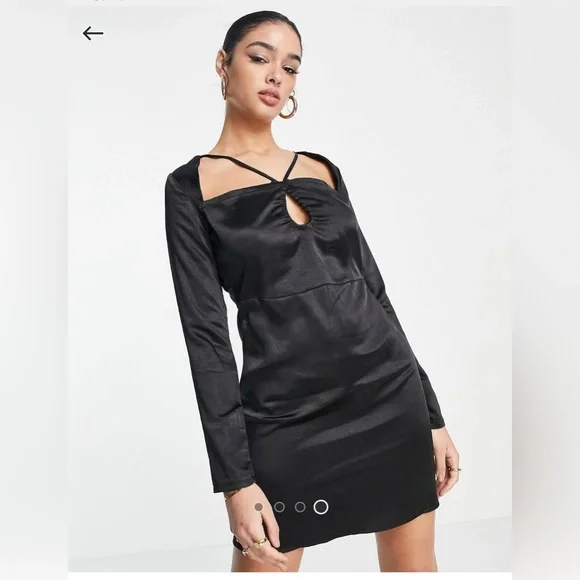 Lola May Satin Cut-Out Mini Dress in Black | Color: Black | Size: 12 | Magdahh24'S Closet
